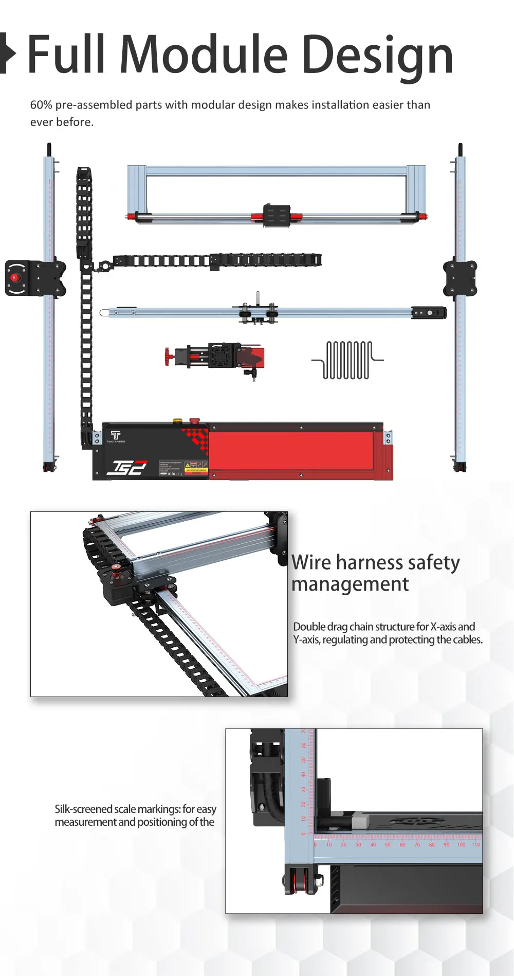 Twotrees TS2 10W Laser Engraver Compressed Spot Technology Emergency Stop Button Flame Detection CNC Laser Engraving Machine