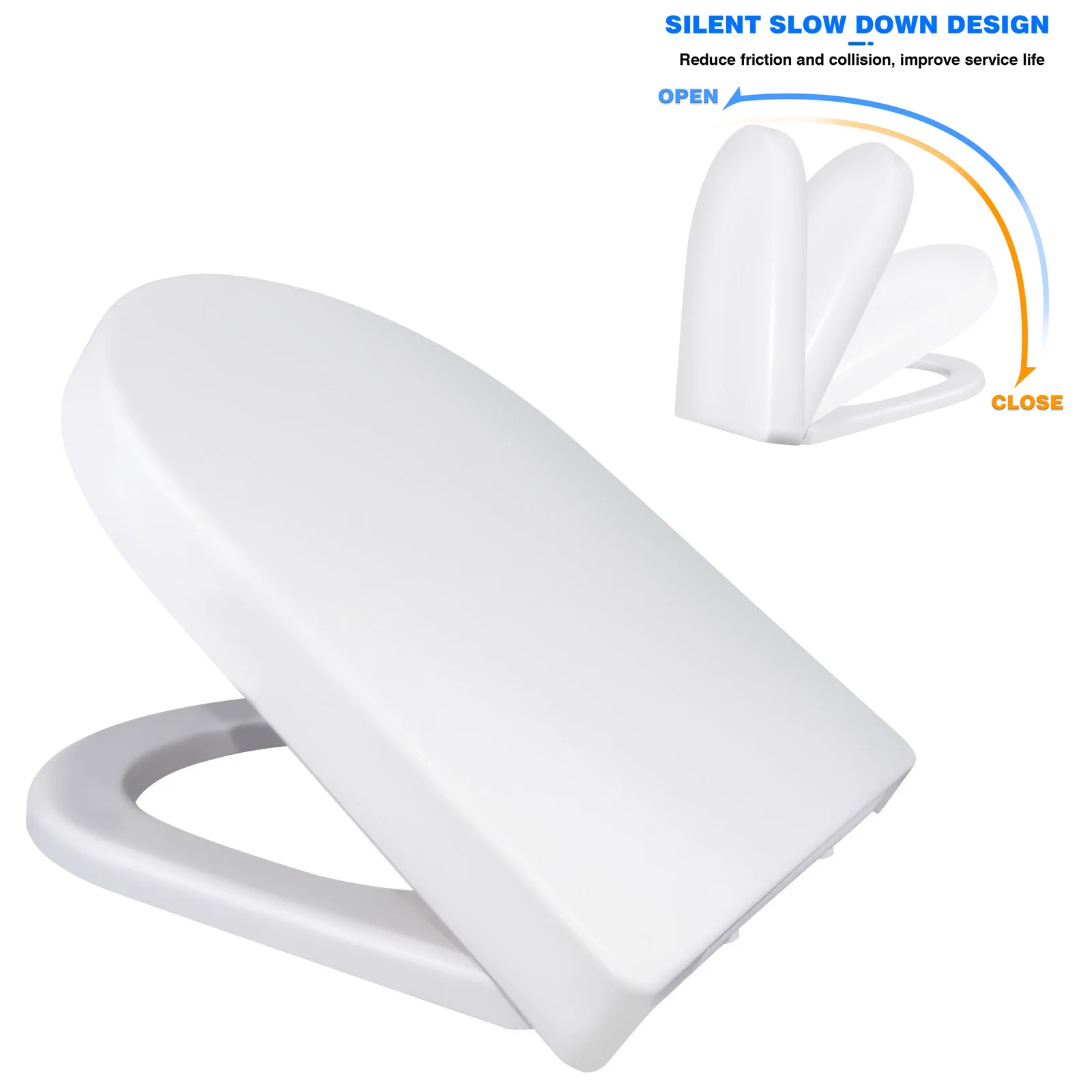 D-förmiger Toilettensitz, Schnellverschluss-Toilettensitz mit Soft-Close & Scharnieren für einfache Reinigung, Premium Thermoplastischer Toilettendeckel, Badezimmer-WC-Sitz, Thermoset-Deckel, Einfache