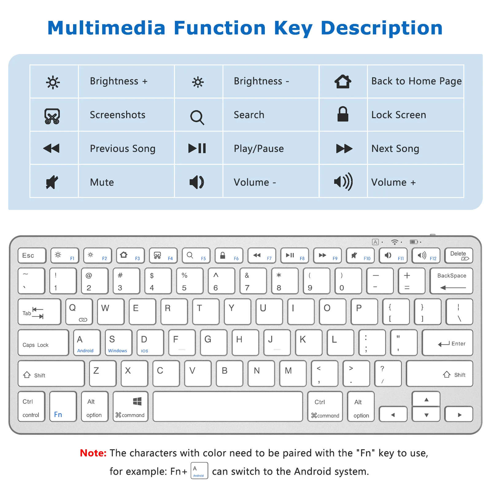 Tablet Keyboard Wireless For iPad Tablet Spanish Russian Arabic Korean Portuguese French Italian German Portable Keyboard YC78