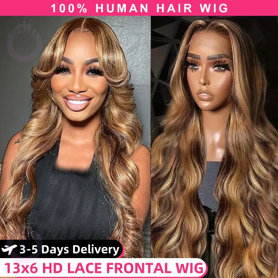 30 inch Highlight Ombre Lace Frontal Wig Human Hair Body Wave 13x6 Hd Lace Front Wig 4/27 Ombre Blonde Body Wave Human Hair Wig