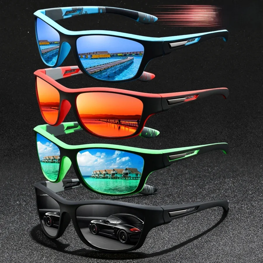4 SZT. Modne Okulary Przeciwsłoneczne w Stylu Vintage z Wzorami do Wędkarstwa, Jazdy na Rowerze, Sportów, dla Kobiet i Mężczyzn, Okulary do Biegania, Wspinaczki Górskiej, Męskie Okulary Przeciwsłoneczne — zdjęcie 2