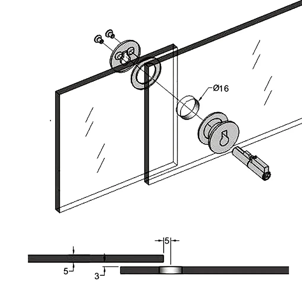 4Pcs Zinc Cabinet Double Sliding Glass Door Lock For Showcase Display Cupboard