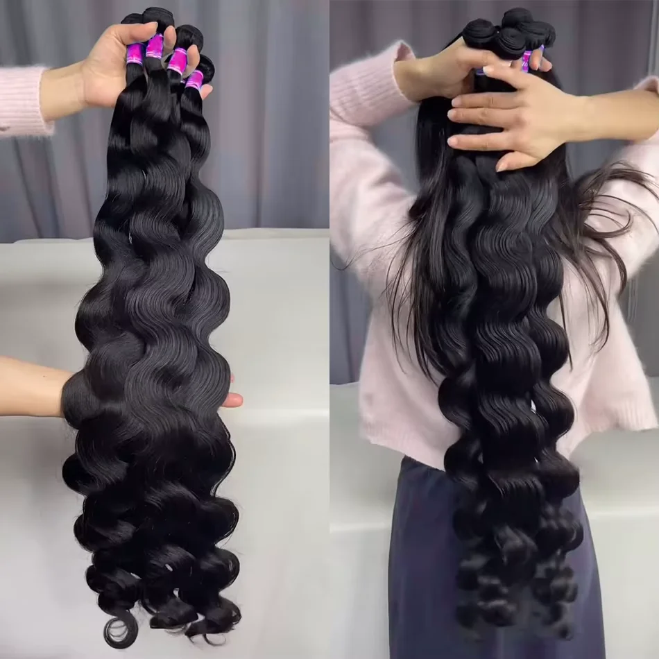 

Human Hair 100% Brazilian Remy Hair 28 30 32 Inch Body Wave Bundles Water Wavy Weave 2 3 4 Hair Extensions Weft deals For Women