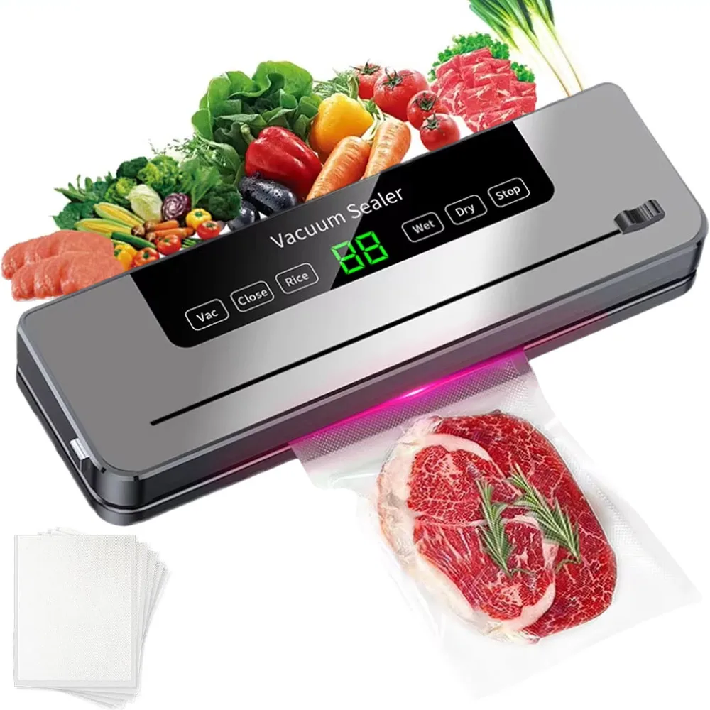 Elektrische Vakuumiermaschine, Trocken-/Betta-Lebensmittel. Versiegelung von Lebensmittelverpackungen, um Berührungstasten frisch zu halten, Digitalanzeige, abnehmbare Reinigung