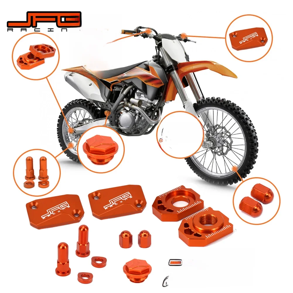 Zestaw pokryw zbiornika płynu hamulcowego CNC do motocykli KTM SX SXF XC XCF XCW XCFW EXC EXCF 125 150 250 300 350 400 450 530 — zdjęcie 2