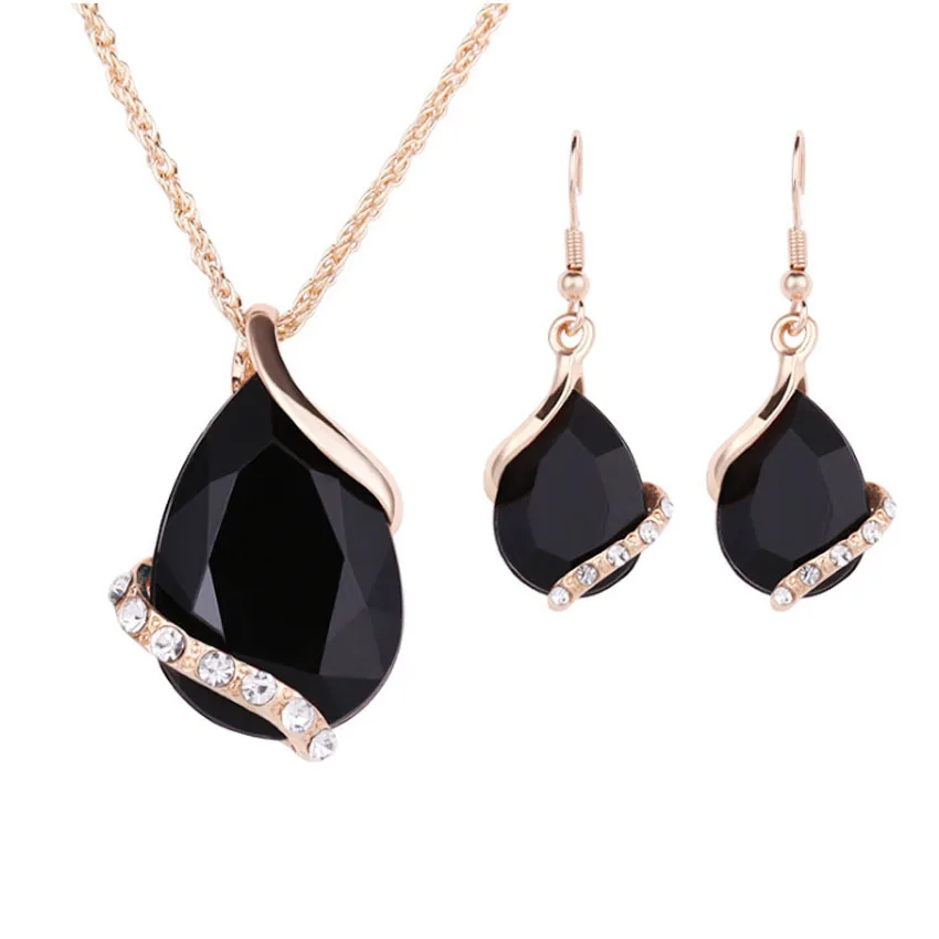 Fashion European and American water droplets love crystal jewelry necklace jewelry exquisite set bride photo wedding set gift