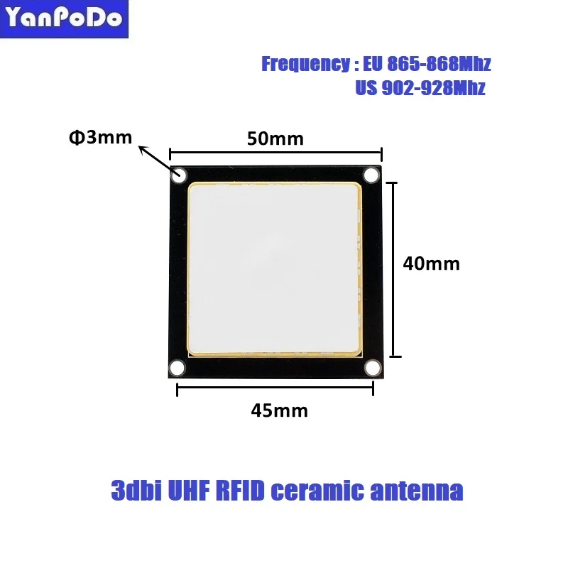 Yanpodo US 902-928MHZ RFID Ceramic Antenna 50*50mm UHF full Size 0-5.5dbi SMA MMCX IPEX connector used for embedded system