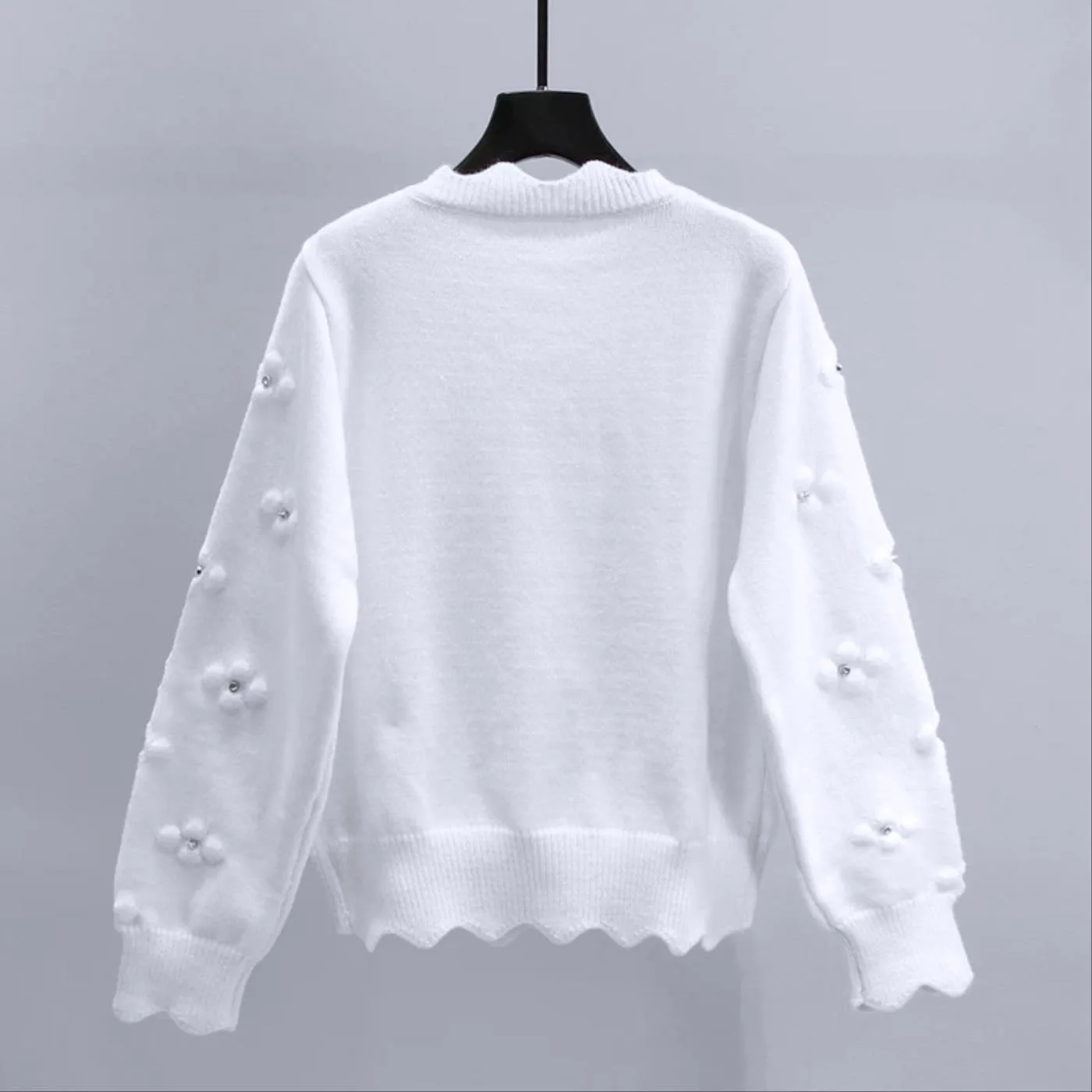 เสื้อสเวตเตอร์แขนสั้นกลิ่นหอมเล็กน้อยสำหรับผู้หญิง สไตล์หลวมและสบายๆ