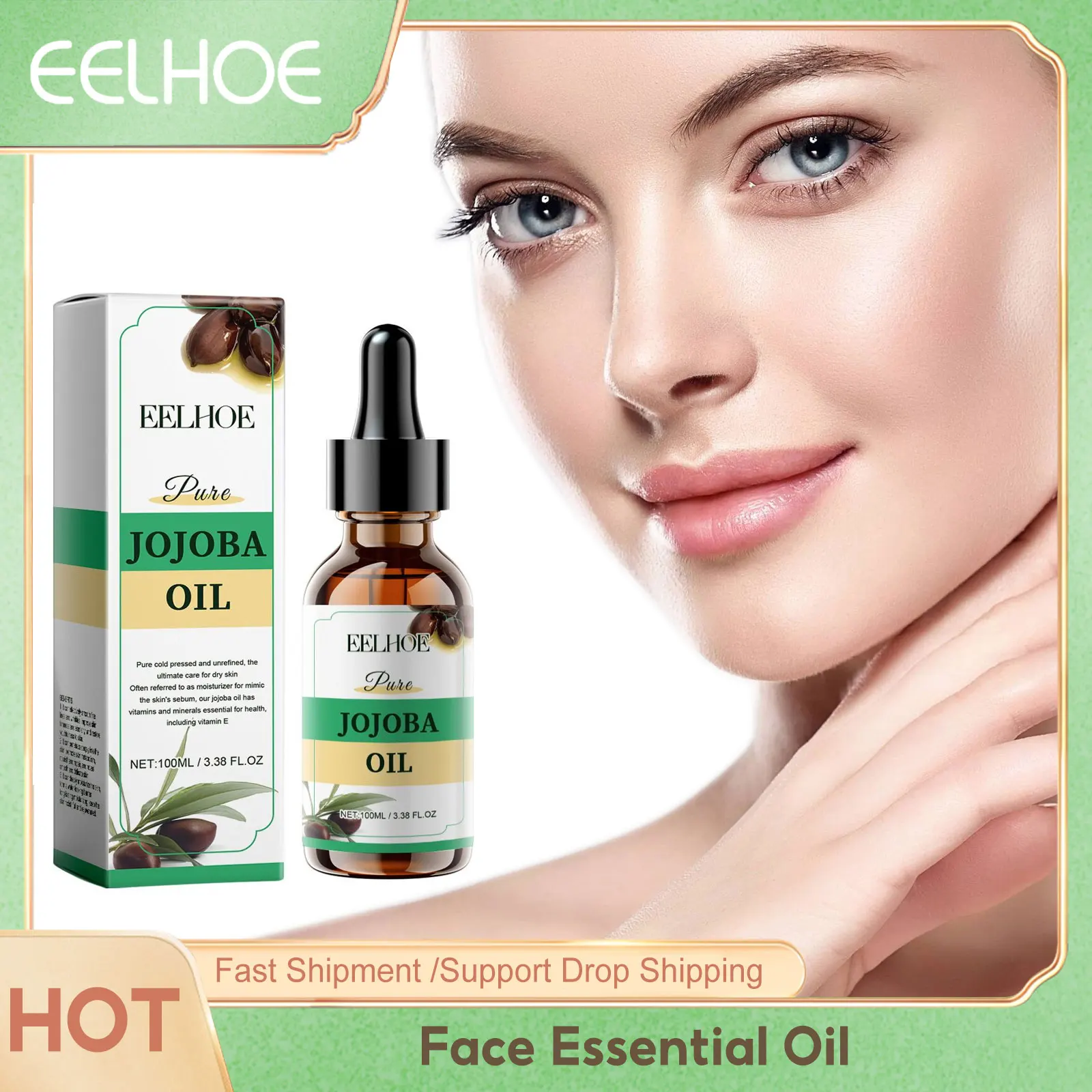 O óleo do Jojoba da vitamina E para o contorno facial, pele restaura, elasticidade, ilumina o tom da pele, reduz o embotamento, nutre o óleo orgânico