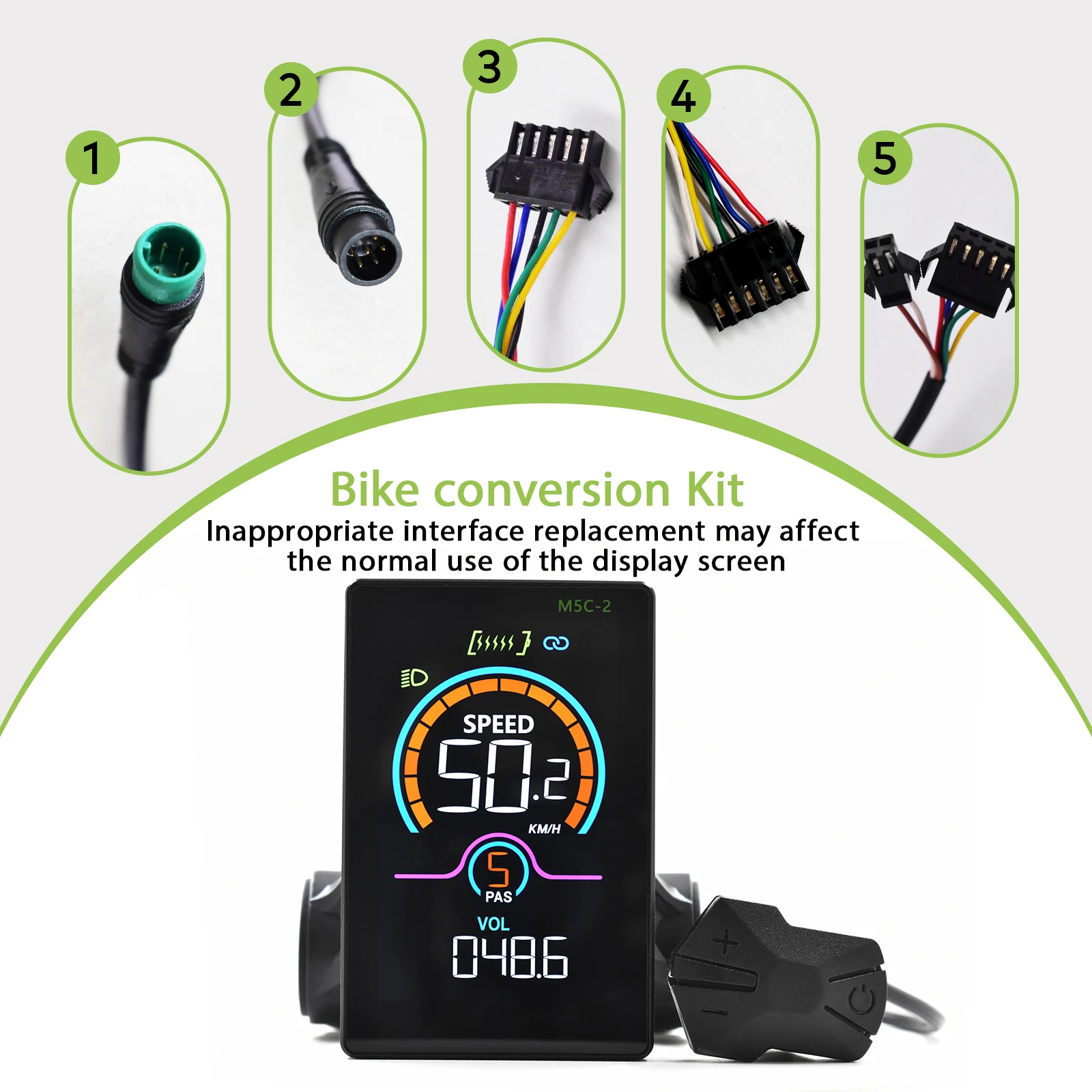 M5C-2 Electric Bicycle Computer Bluetooth Wired Digital Color LCD Display Vehicle Locking Bicycle Odometer Bike Accessories