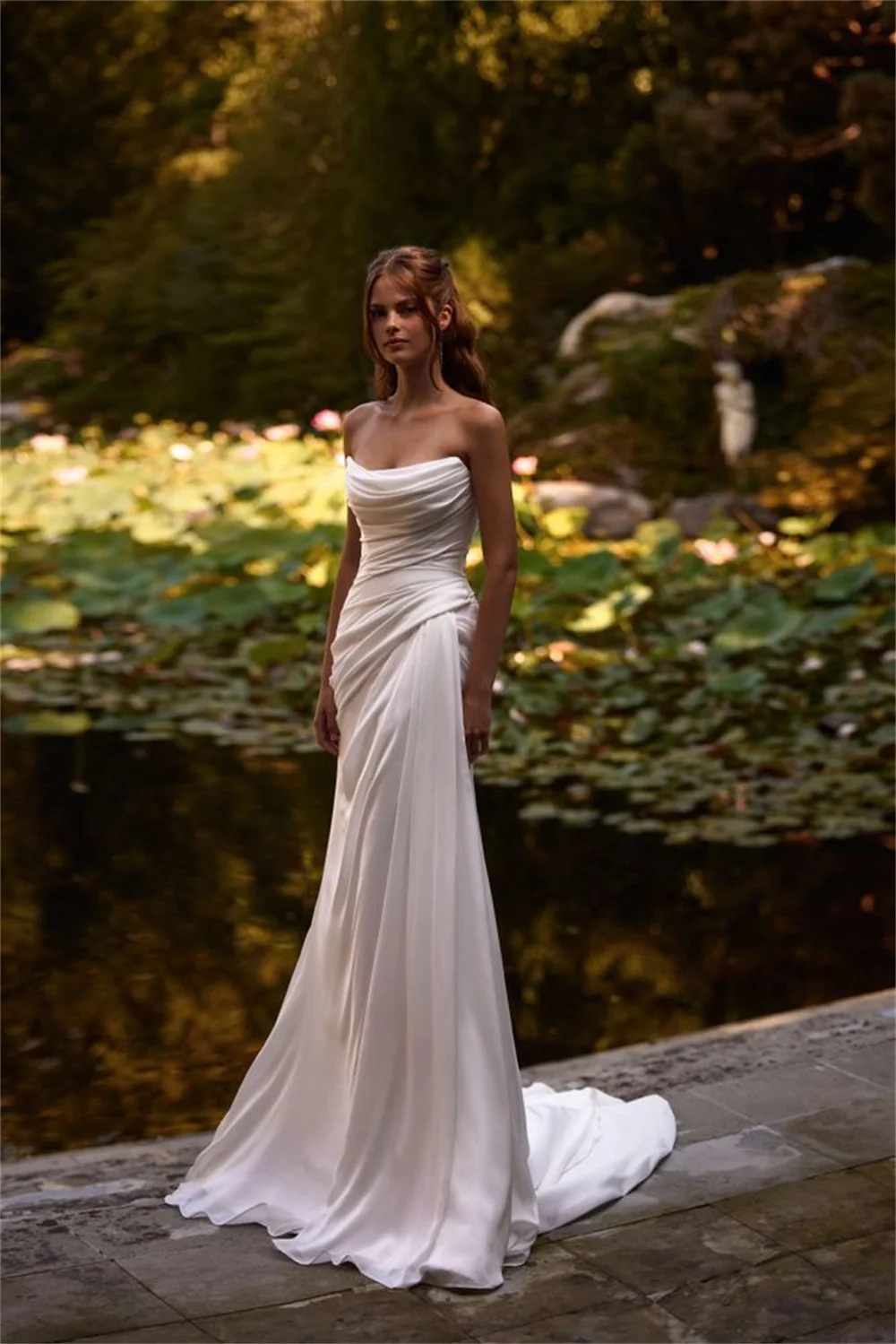Classical Pleat Sweethart Chiffon Mermaid Wedding Dresses Sweep Train Custom Made 2025 Rode De Morrie