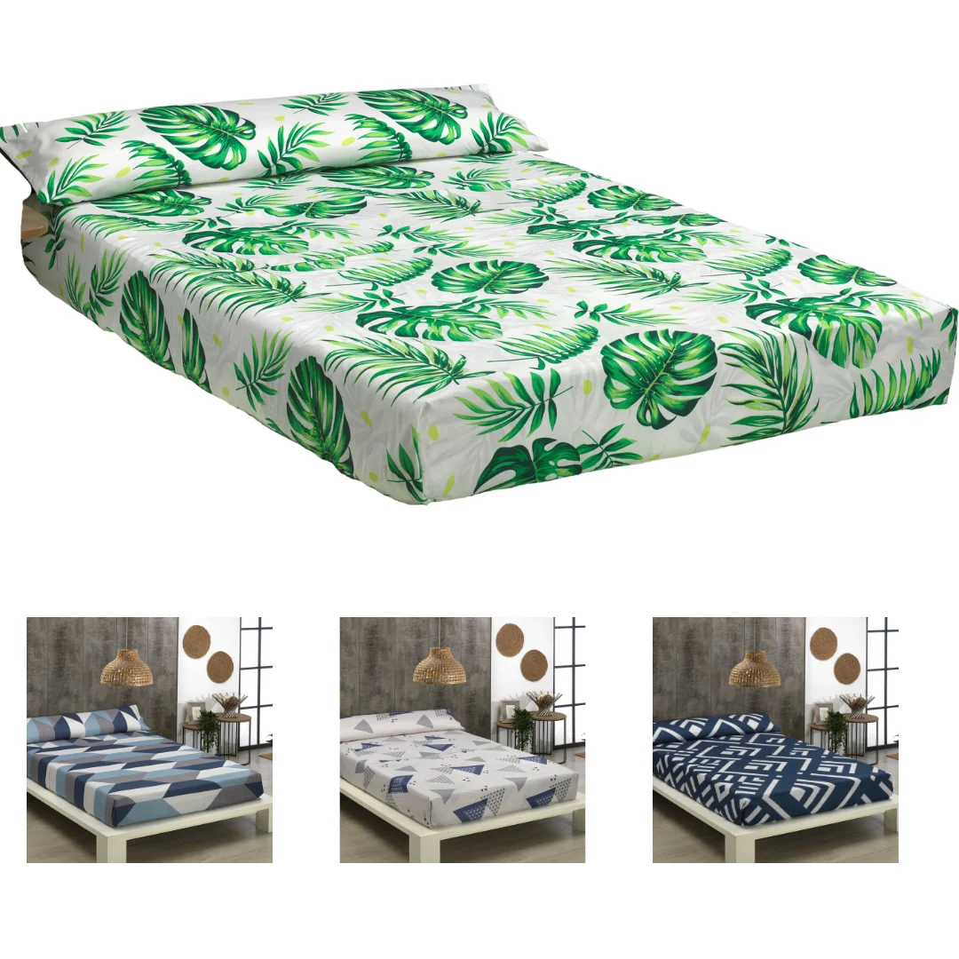 Novotextil-Summer bed sheet set 3 pieces from 90 to 150. Microfiber 100% printed fabric. Density 75gr/m2