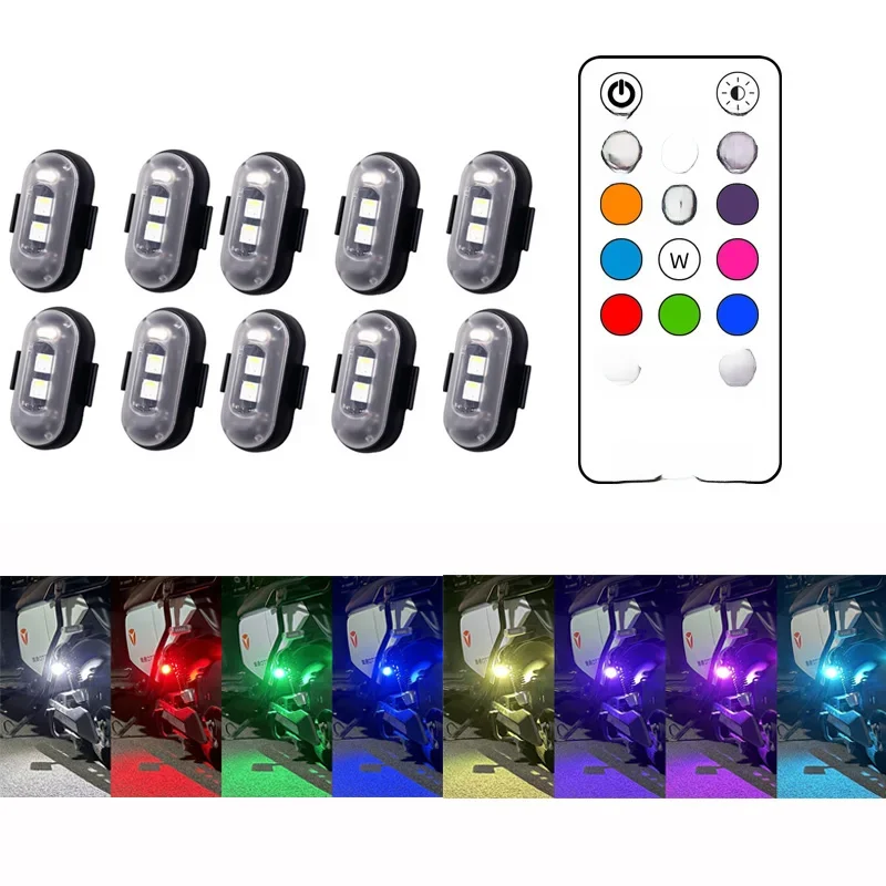 AliExpress MODERN CAR 10x 4x 8Colors Wireless LED Drone Strobe Light for Motorcycle Car Bike Remote Control Warning Light Indicator Light USB Charging