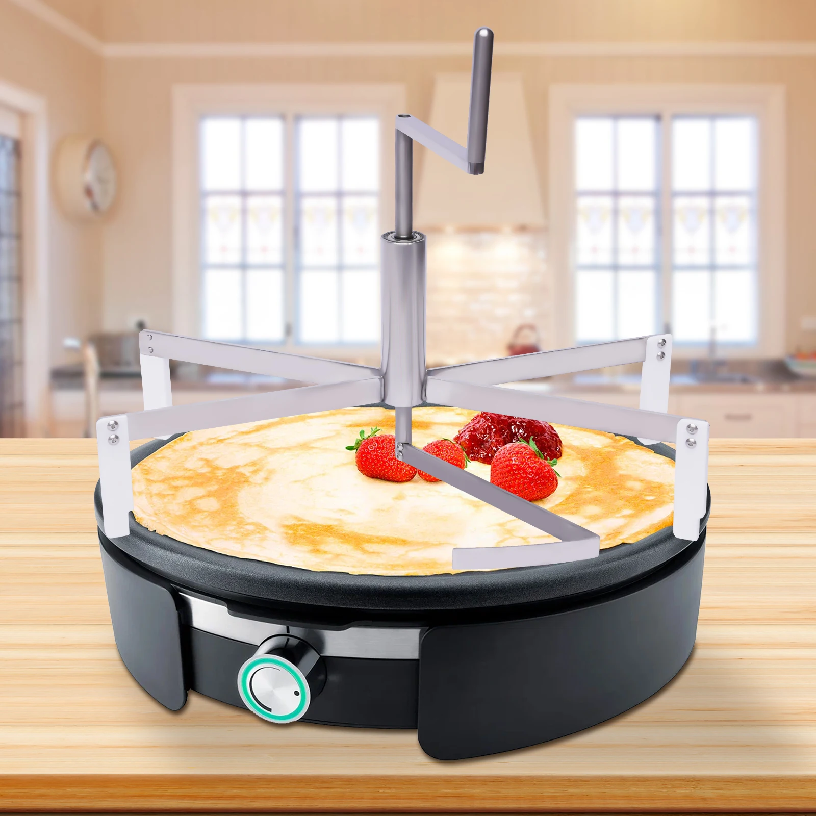 16 Inch Crepe Spreader Tool, Pancake Maker Batter Spreading Tool with Silicone Handle, Pancake Maker Crepe Batter Spreader, for Baker Commercial Restaurant Home