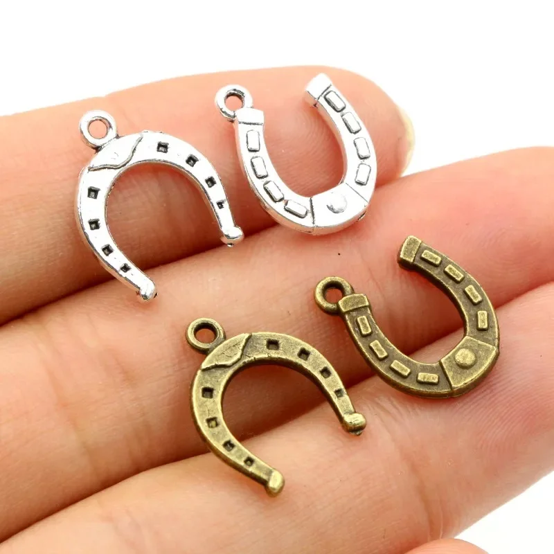 30 sztuk Charms Lucky Horseshoe koń 16x13mm antyczny brąz srebrny kolor Plated wisiorki dokonywanie DIY Handmade tybetański biżuteria — zdjęcie 2