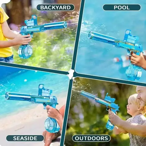 Super Automatic Desert Eagle Electric Water Gun with Colorful Flashing Lights for Beach Pool Battle - Ideal Adult & Kid Gift Toy