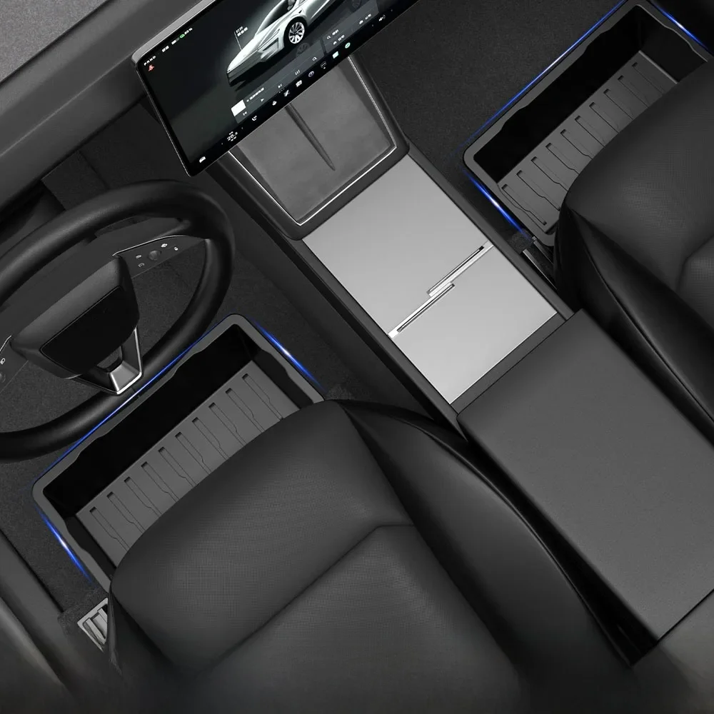 Schowek pod siedzeniem do Tesla Model Y Juniper Launch 2025 Organizer konsoli środkowej Akcesoria podróżne Taca przedniego tylnego siedzenia — zdjęcie 2