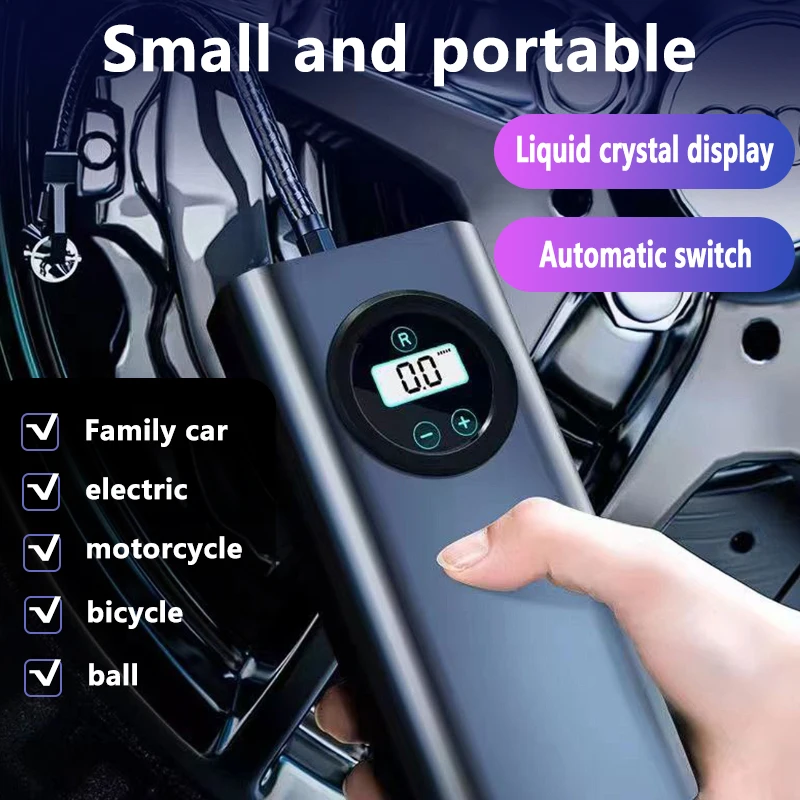 Car Air Compressor With Digital Pressure Gauge Flashlight And Cell Phone Charging Motorcycle Bicycle And Ball Inflator 3000mAh