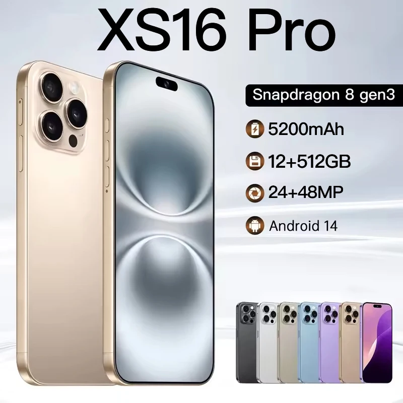 

2025 НОВЫЙ ГОРЯЧИЙ XS16 Pro оригинальный брендовый смартфон 6,5 дюймов новый полноэкранный мобильный телефон 5200 мАч мобильные телефоны глобальная версия