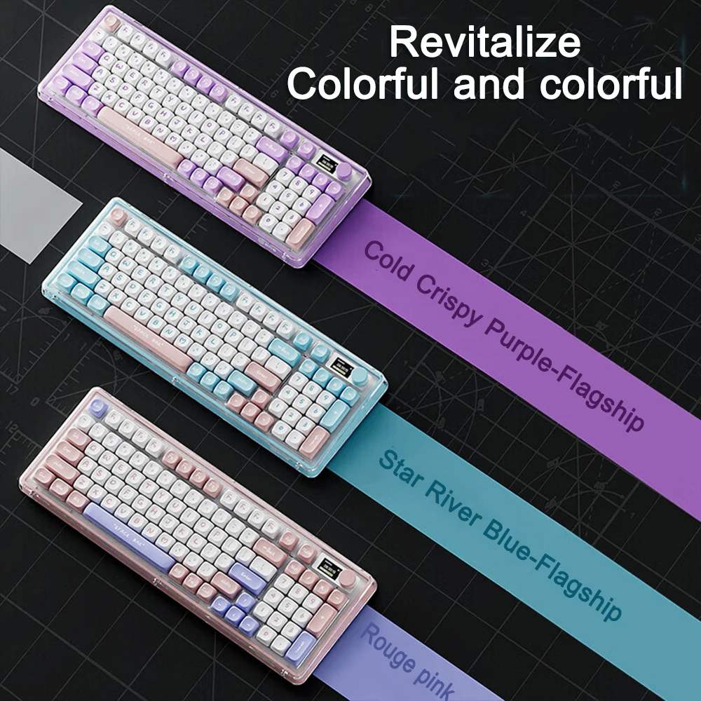 3-mode Mechanical Keyboard 99 Keys Bluetooth 5.0/2.4GHz Wireless/Type-C Connection RGB Effects for PC Hot Plug Gasket Structure