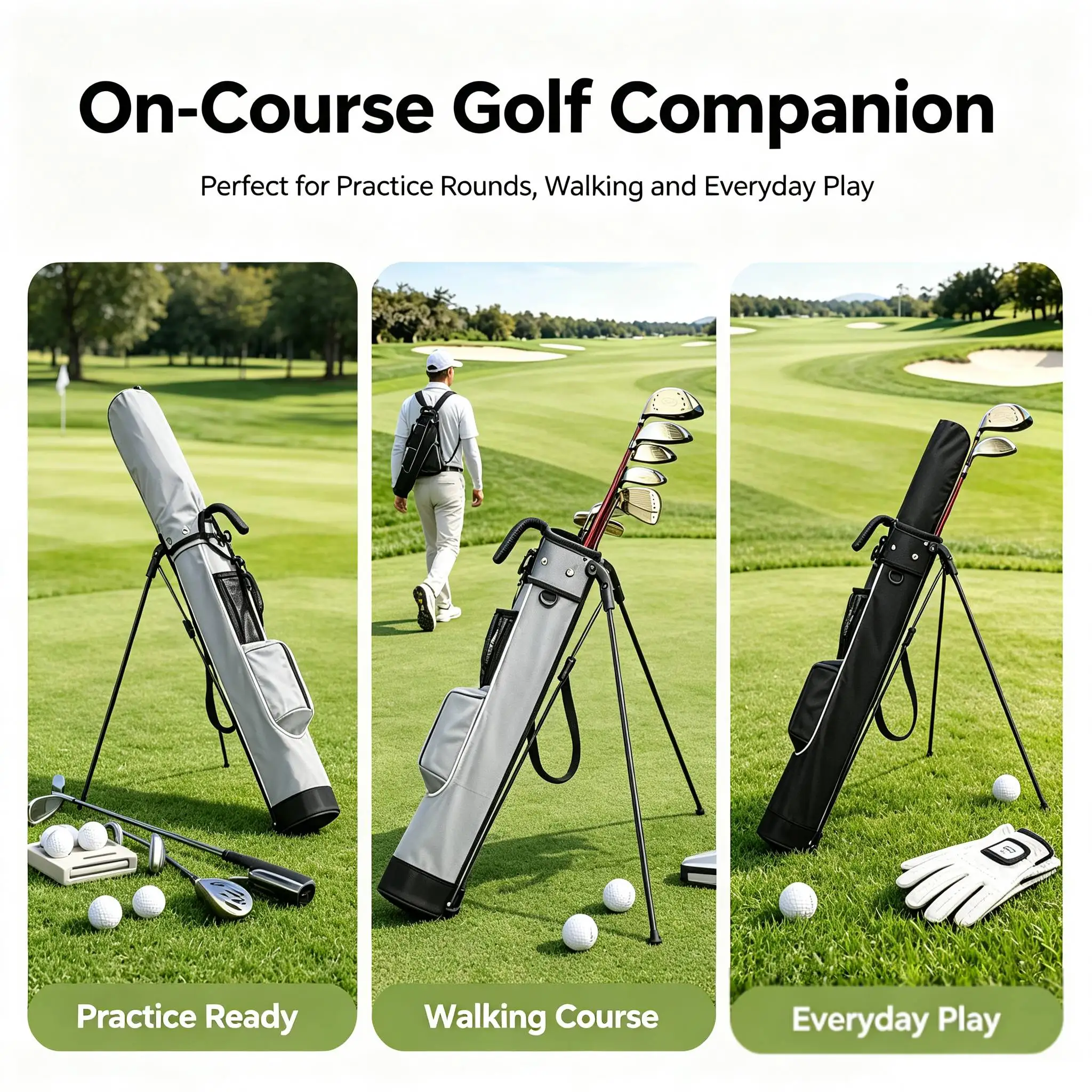 Leichte Golfschlägertasche mit Halterung, Golf-Gun-Rack-Taschen, Wasserdichte Golf-Standtasche – Detail 6