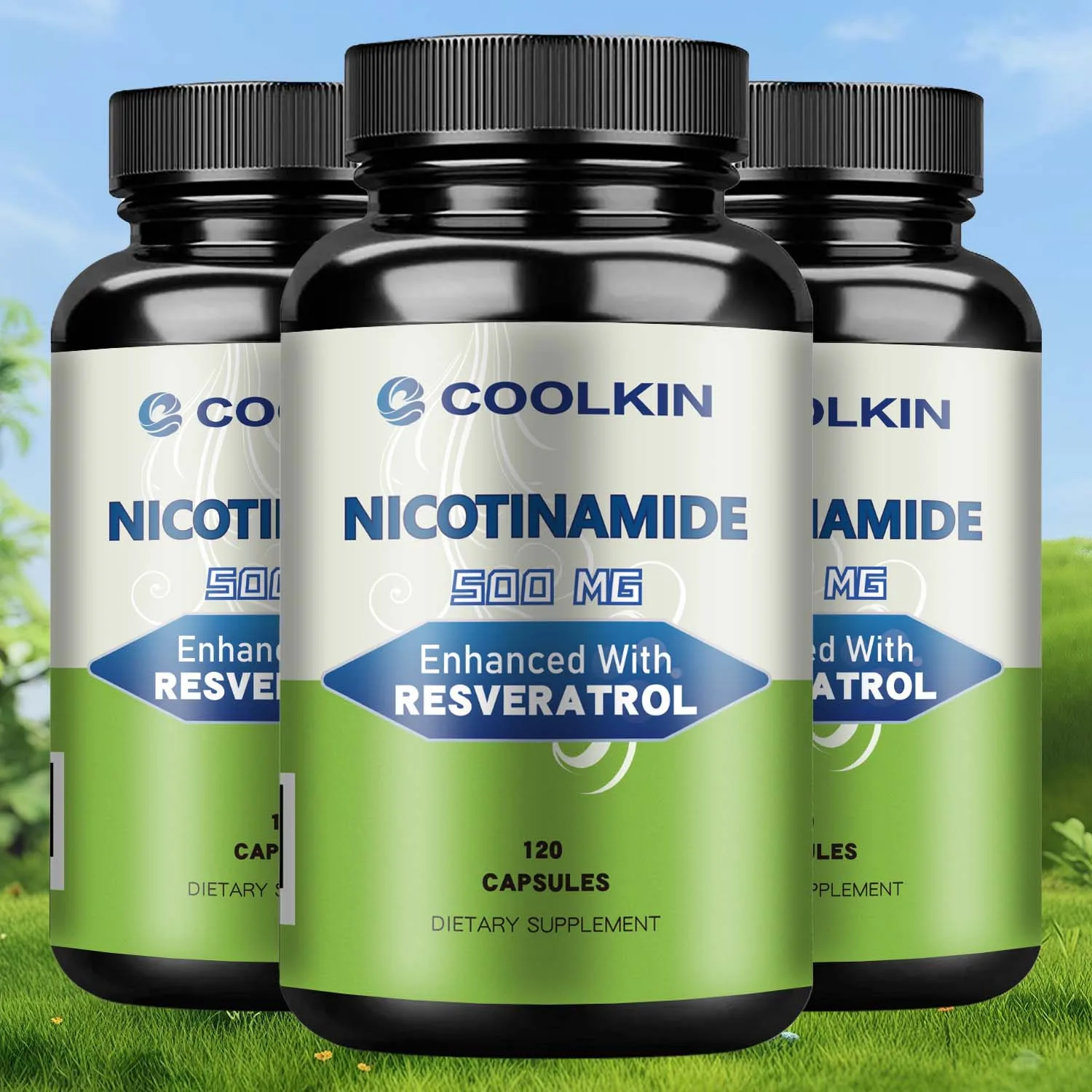 Nicotinamide - with Resveratrol - Energy Production, Supports Skin Cell Health, Antioxidant, Anti-aging - 120 Capsules