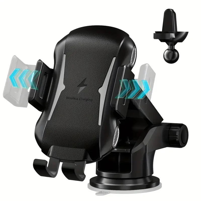 15W Wireless Car Charger Auto Clamping Phone Holder Fast Charging Car Mount Air Vent Stand for iPhone 15 14 13 12 Samsung Galaxy