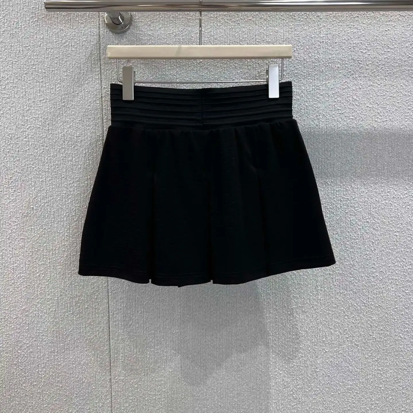 

25 Spring and Summer New Style Splicing Threaded Waist Pleated Short Skirt Anti-Exposure High Waist Design