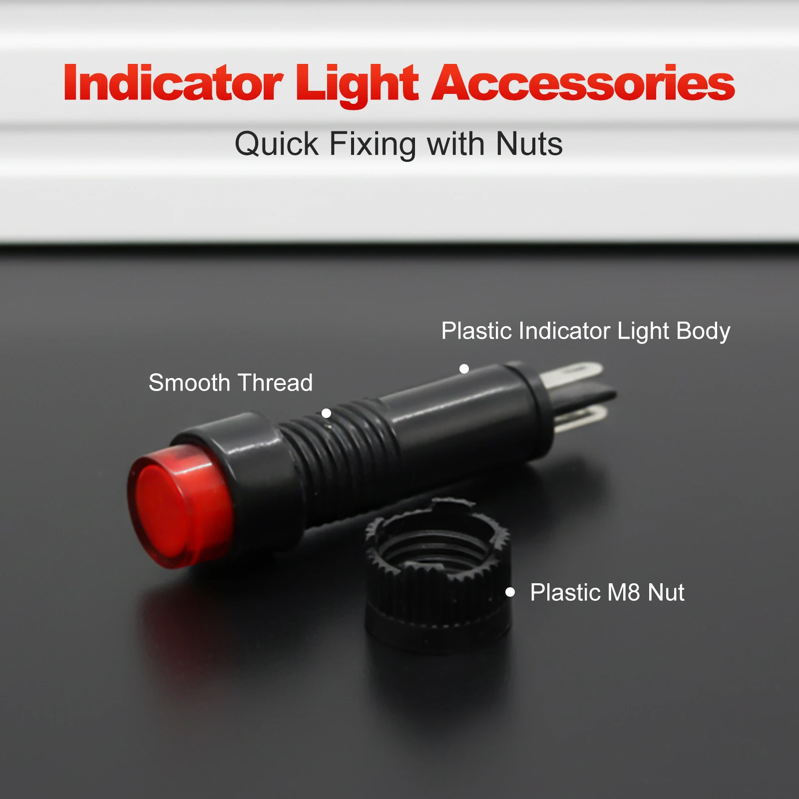 FILN 6pcs 8mm Indicator Lights 12V 24V Pilot Light Plastic Indicat Car Boat Panel Modification for Car Boat Panel Modification