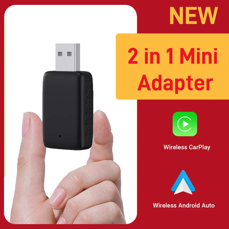 

2 in 1 Wired to Wireless CarPlay & Android Auto Adapter 5GHz WiFi5 Mini Dongle for OEM Car Stereo with Wired CarPlay System