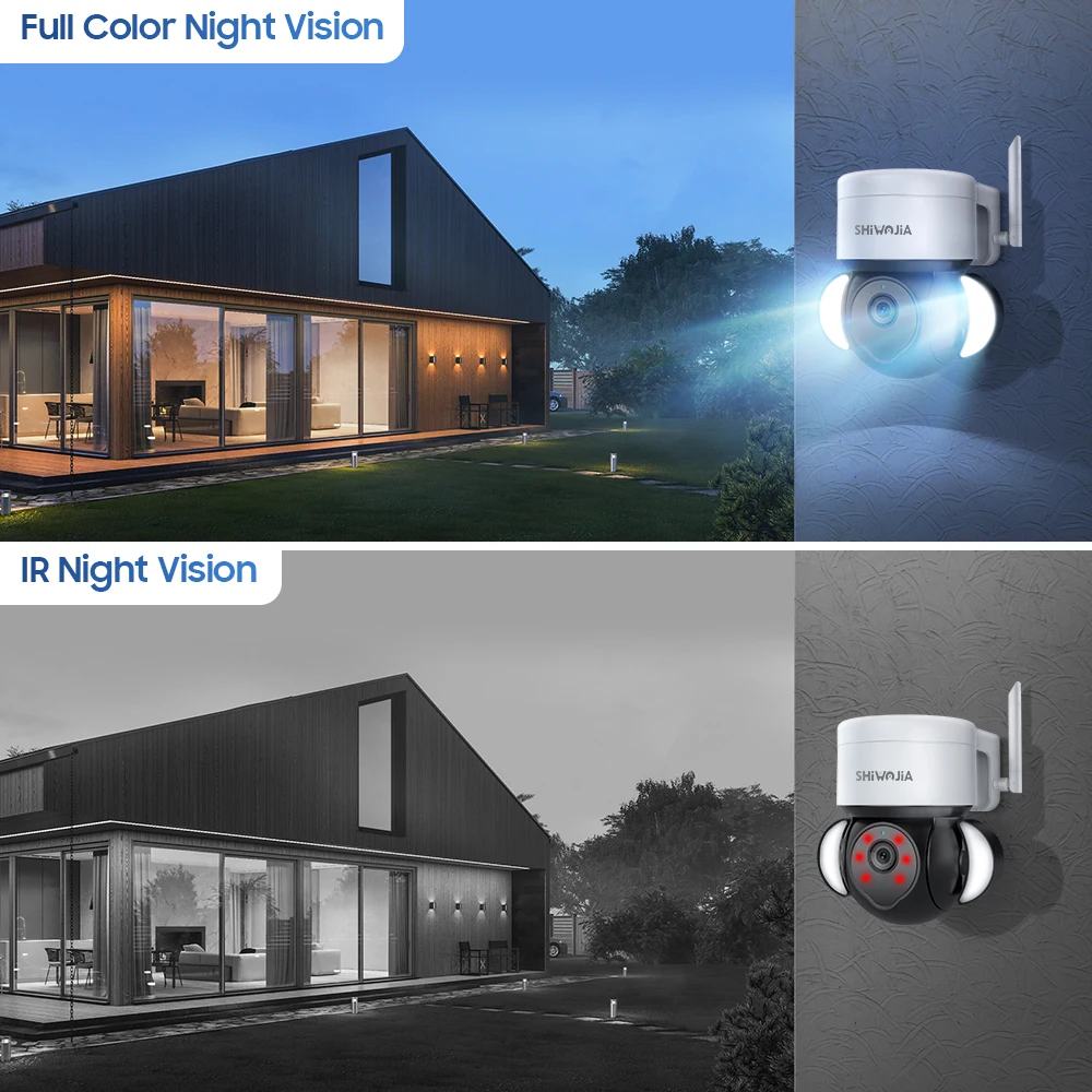 SHIWOJIA 8MP Tuya Smart Life Camera Floodlight Security Camera AI Human Motion Detection Color Night Vision 2 Way Audio IP65