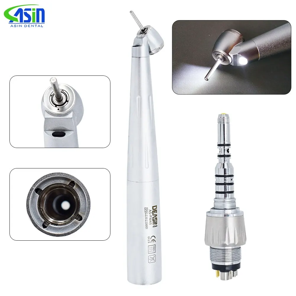 Dental Air turbine handpiece X450L 45 degree angle mini head connect KV type LED couplings high speed dentist tools