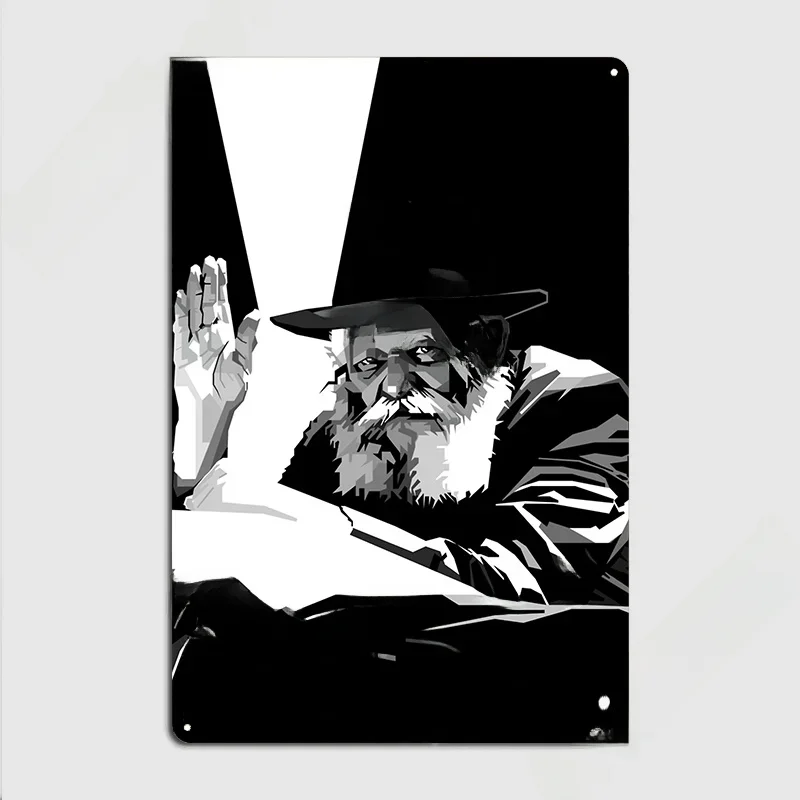 Menachem Mendel Schneerson Blaszany Znak Plakaty Menachem Mendel Retro Metalowa Tablica Plakat Spersonalizowany Mural Menachem Decor Sign — zdjęcie 2