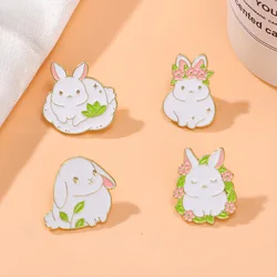 Cute Cartoon White Rabbit Enamel Brooch Creative Sweet Animal Lapel Pin Badge Backpack Clothing Hat Accessories