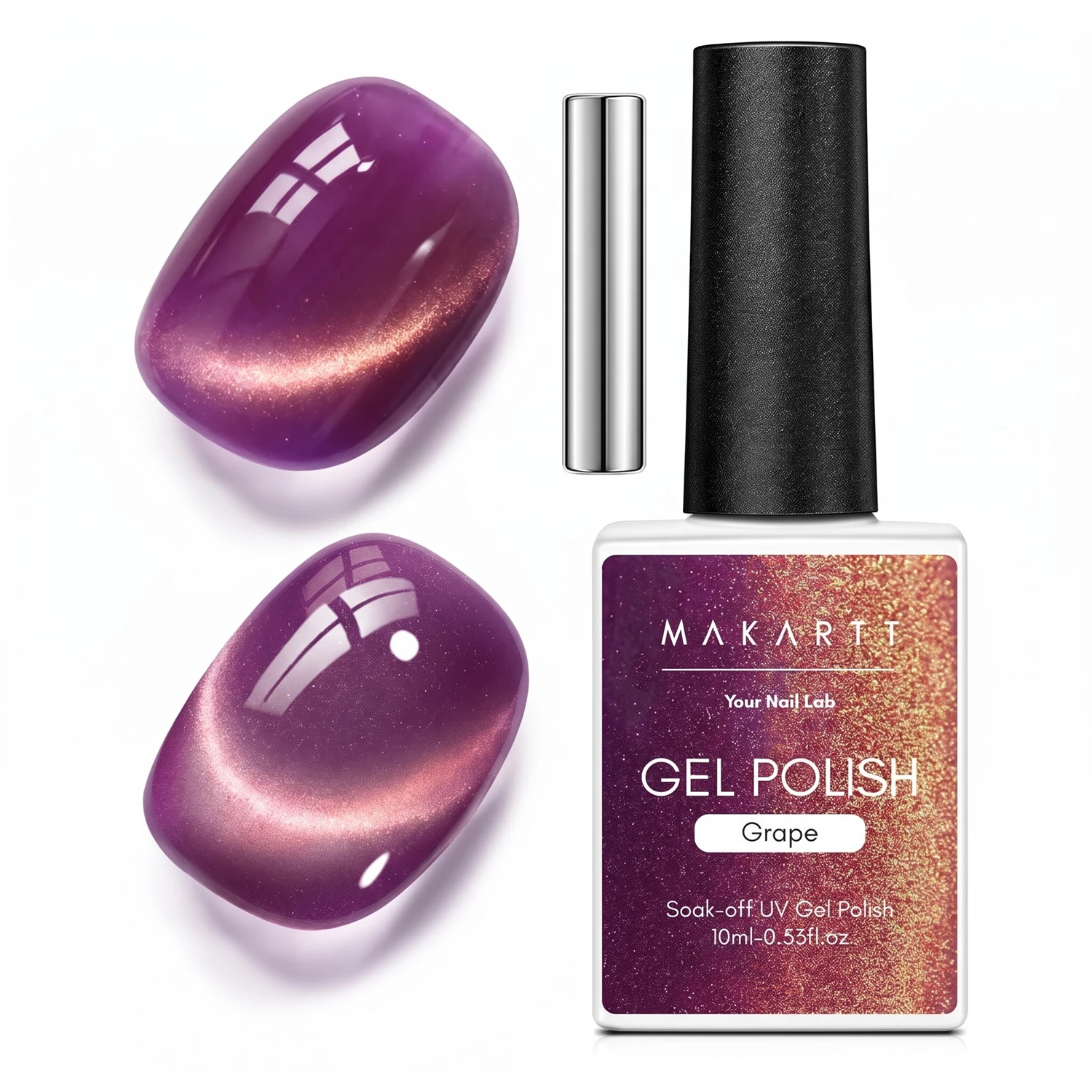 Makartt Cat Eye Gel Nail Polish Magnetic Soak Off UV Gel Polish Glitter Sparkle Nail Art Varnish Manicure Lacquer 15ML Grape