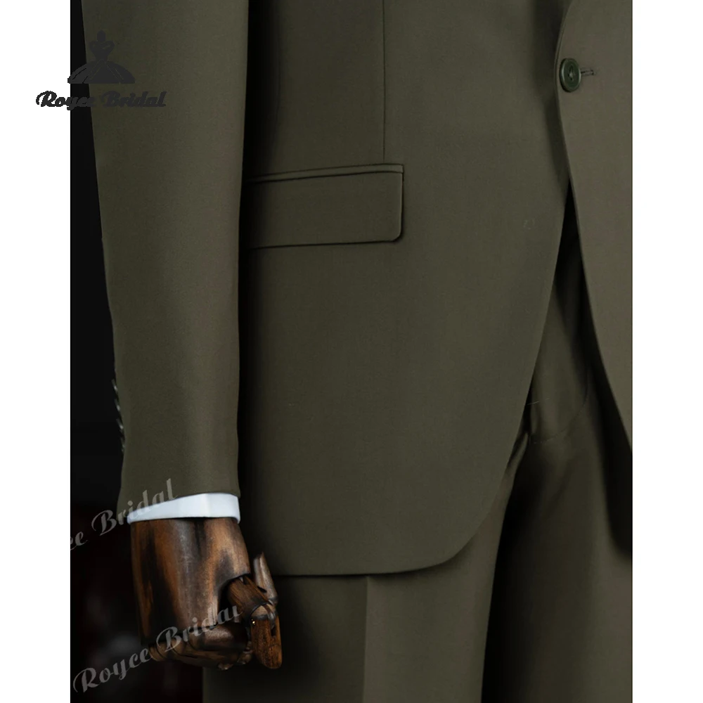 Abito da sposa da uomo in due pezzi con risvolto verde 2026 Abito da sera da lavoro monopetto personalizzato trajes para hombre