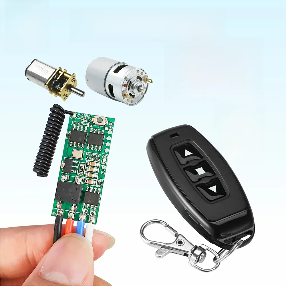 RF Mini silnik przełącznik zdalnego sterowania 433 MHz DC 6 V 12 V 18 V 24 V moduł przekaźnika, nadajnik 50 m, do silnika do przodu do tyłu Stop/DIY — zdjęcie 2