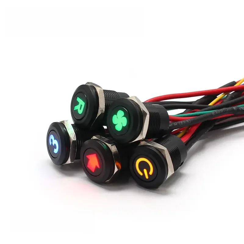 FLIN 12mm 12v racing Auto Boot iP65 wasserdichte Kunststoff taste Momentary Rast Push Button Switch