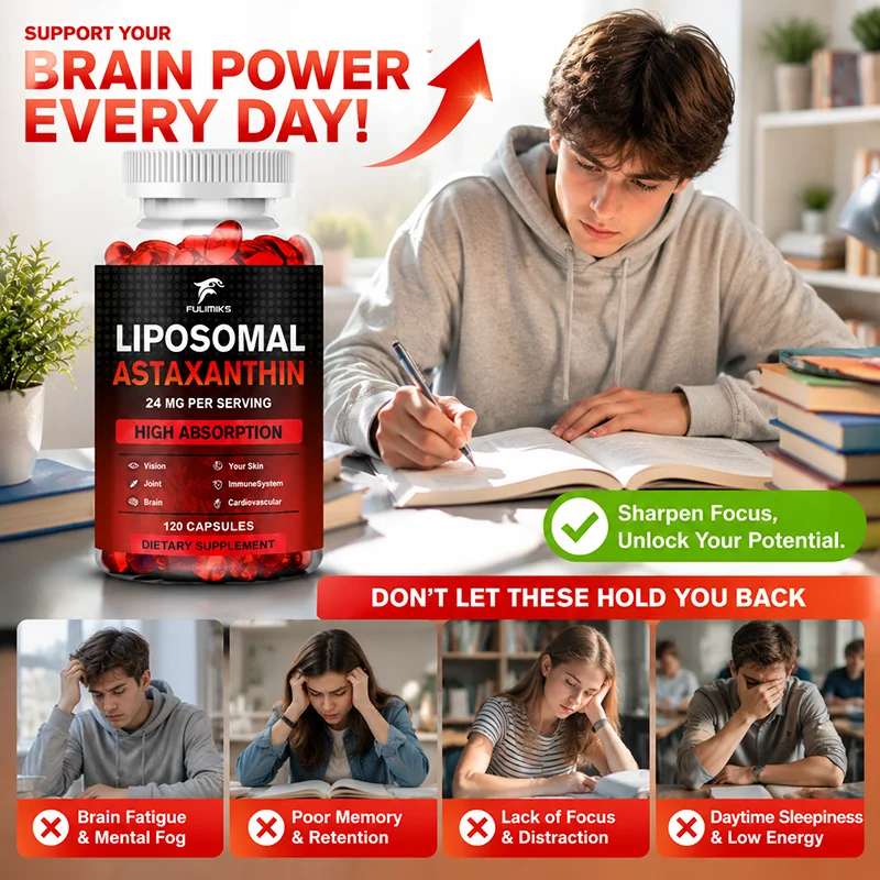 Liposomal Astaxanthin Capsules, with Phosphatidylcholine, Support Antioxidant, Brain, Eye, Cardiovascular, Joint & Skin Health