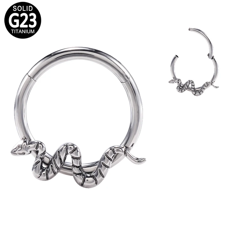 Kenbao 10PCS Factory cost high quality F136 Titanium snake Hinge Clicker Piercing Jewelry segment ring Nose Ring  wholesale