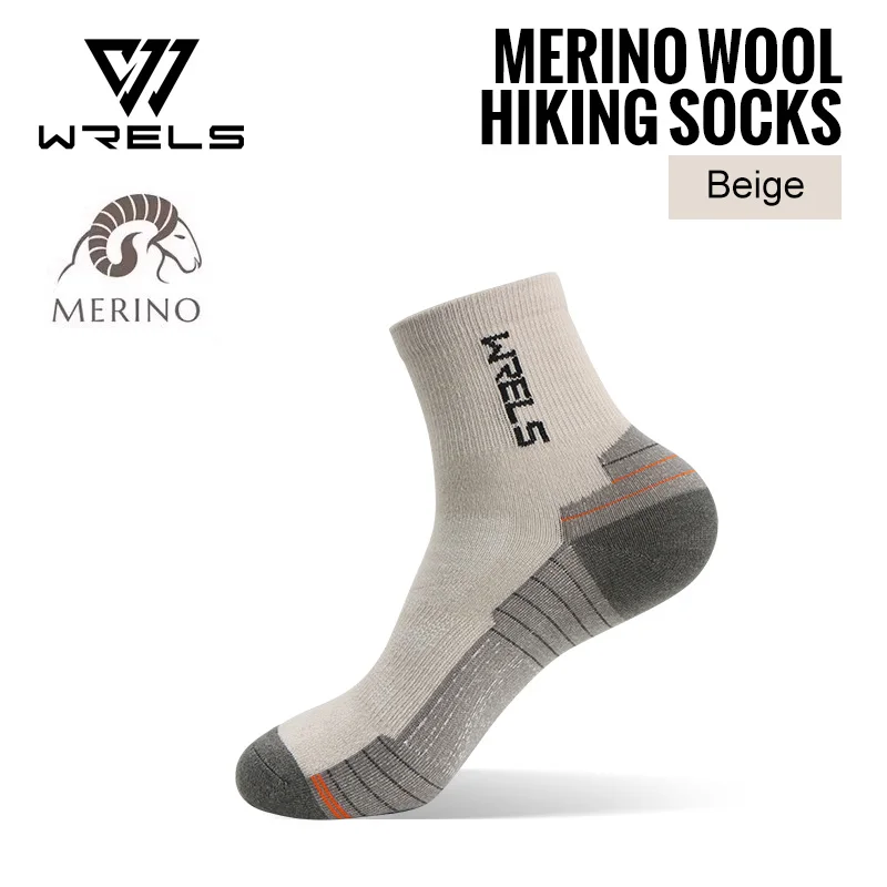 WRELS 1/3 Paar Socken aus Merinowolle, atmungsaktiv, feuchtigkeitsableitend, geruchshemmend, zum Wandern, Laufen, Trekking, Thermo-Sportsocken