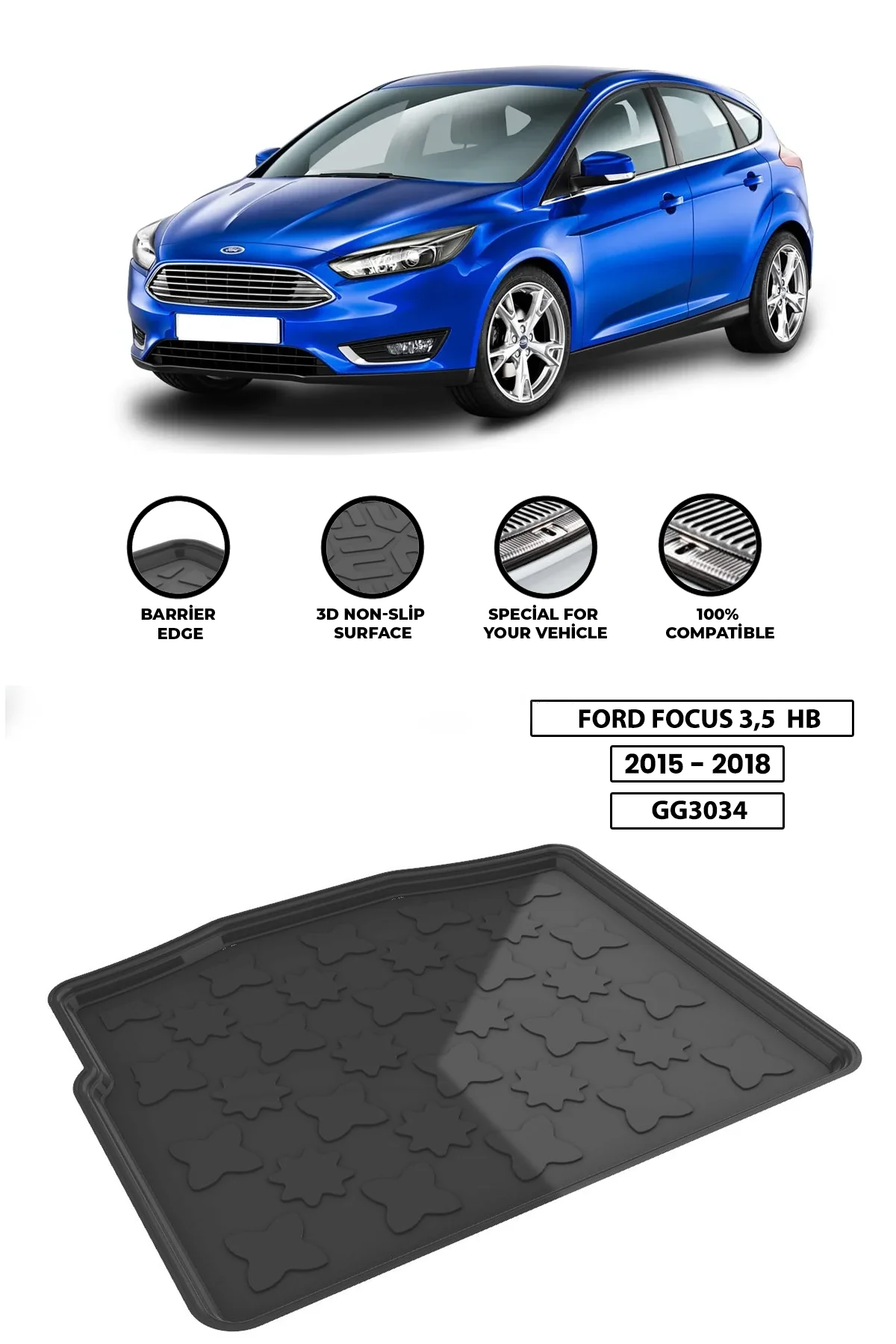 

For -FORD-FOCUS-3,5-2015-2018 luggage compartment Diffuser Extension Rear Bumper Attachment Luggage compartment