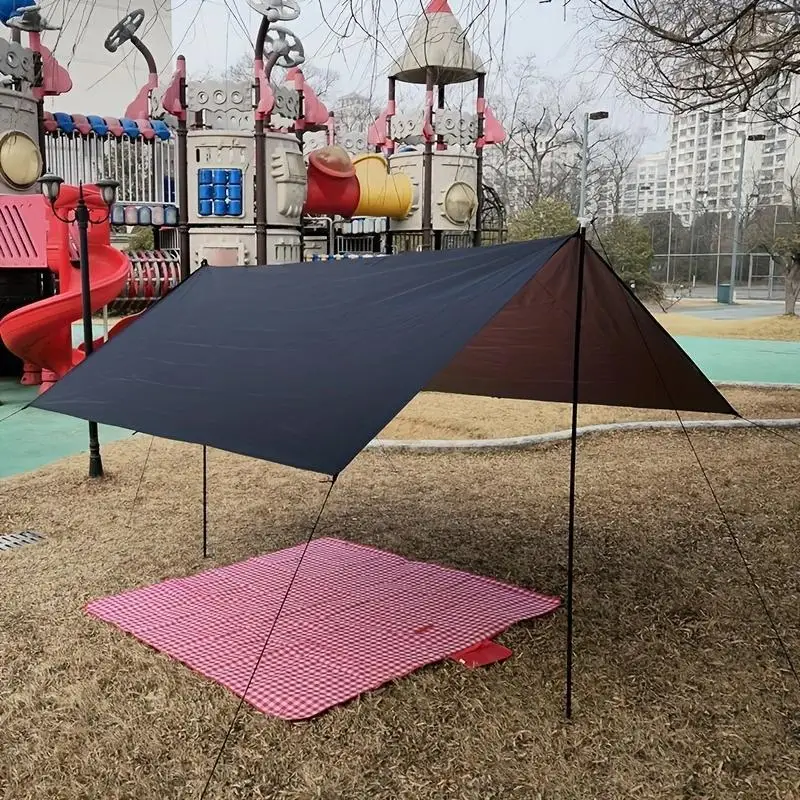 قماش القنب للتخييم بطول 10 × 10 أقدام ومظلة محمولة مقاومة للماء باللون الفضي للحماية من الأشعة فوق البنفسجية #2