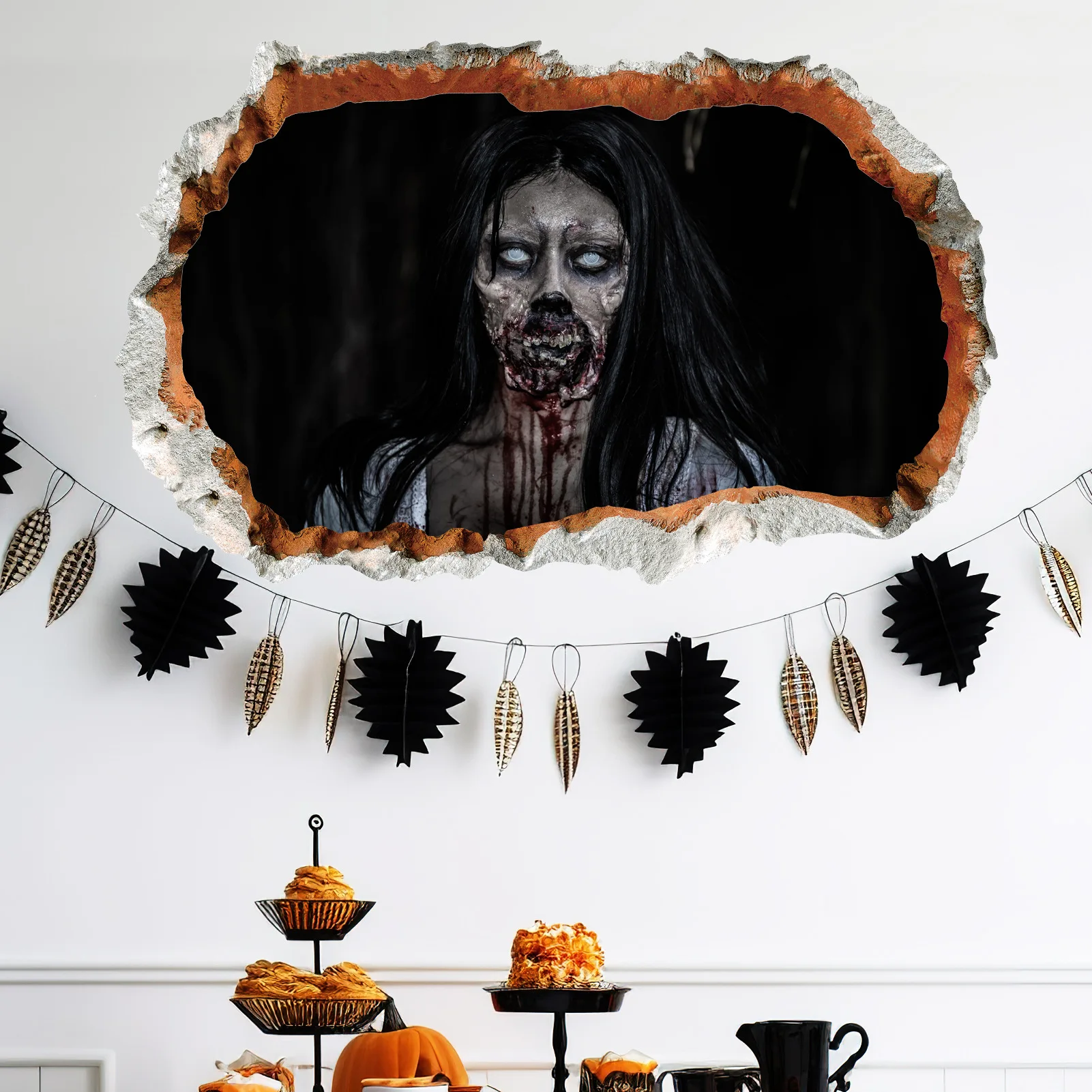 Vivid 3D Halloween Floor Wall Decals Scary Ghost Halloween Wall Stickers, Removable Peel And Stick Halloween Decor For Bedroom