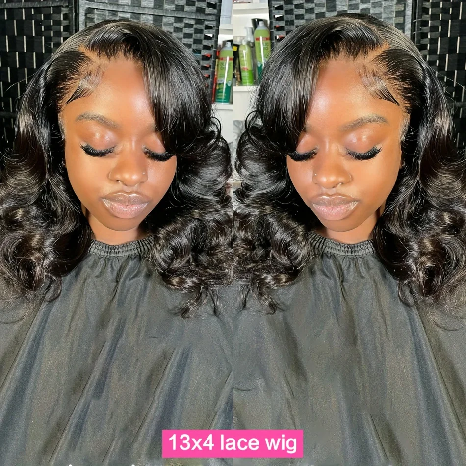 Body Wave Bob Wig 13x4 Transparent Lace Frontal Wig Brazilian Human Hair Wigs Remy Hair Body Wave Short Bob 13x6 Lace Front Wig