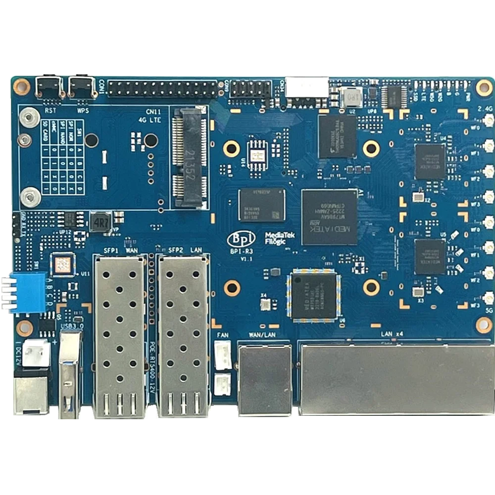 Imagem -05 - Banana pi Bpi-r3 Mediatek Mt7986 Quad Core Opensource Roteador com Caixa de Metal Preto