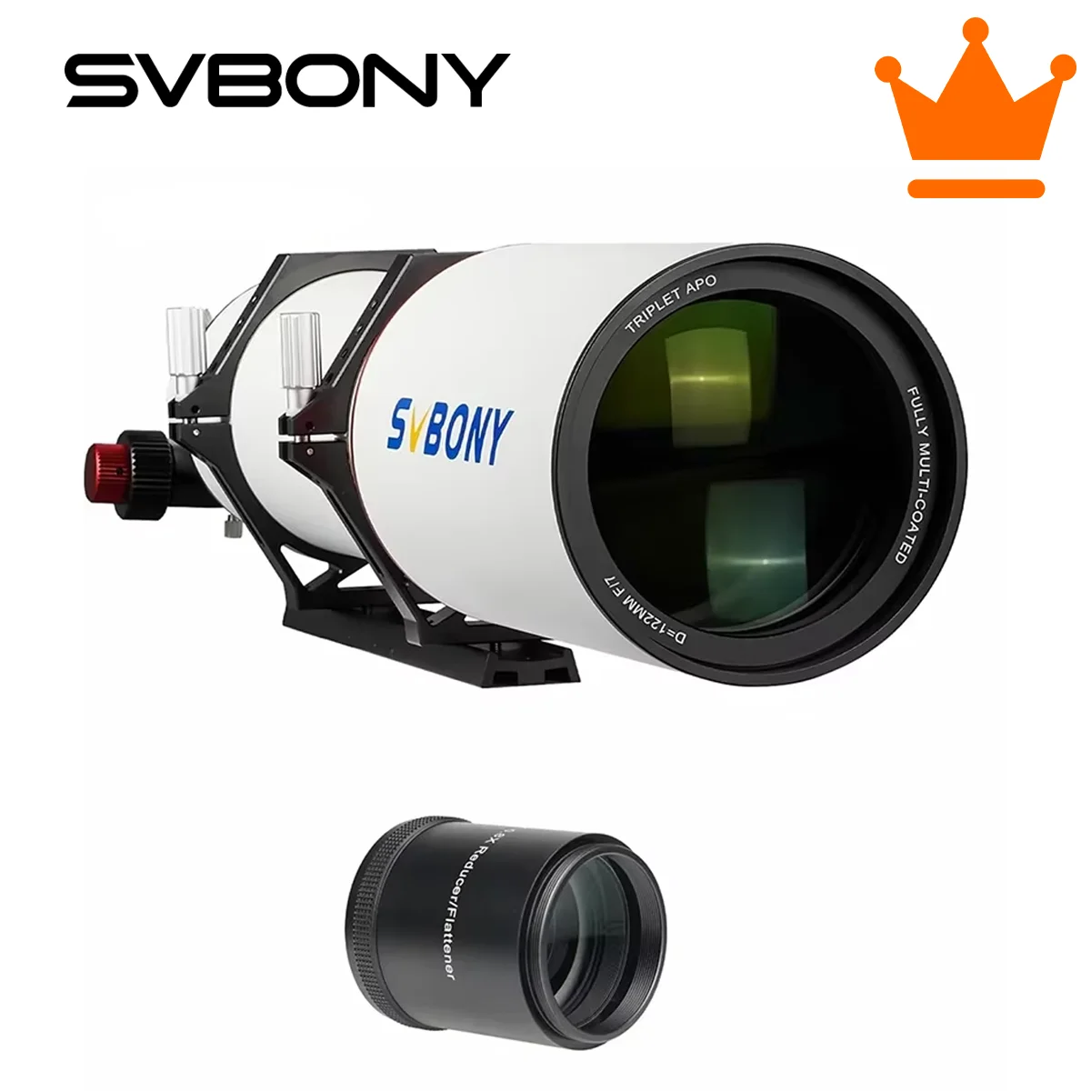 

SVBONY SV550 APO Telescope, Bundle with SV209 Field Flattener, 122mm F7 Triplet Apochromatic Refractor and 0.8X Focal Reducer