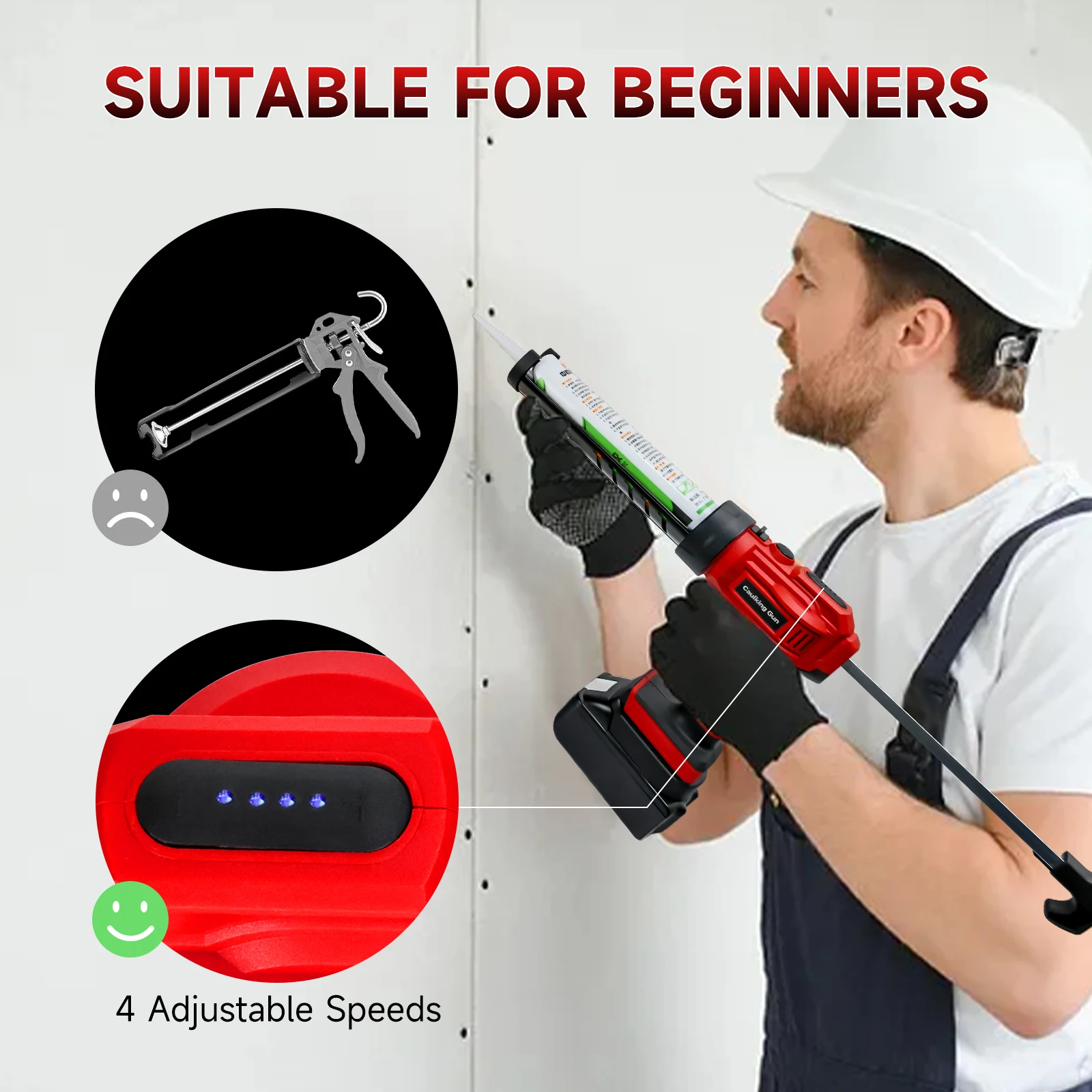 Cordless Caulking Gun For Makita 18V Battery 4 Adjustable Speeds With LED Light Electric Adhesive Gun Silicone Gun (No Battery)