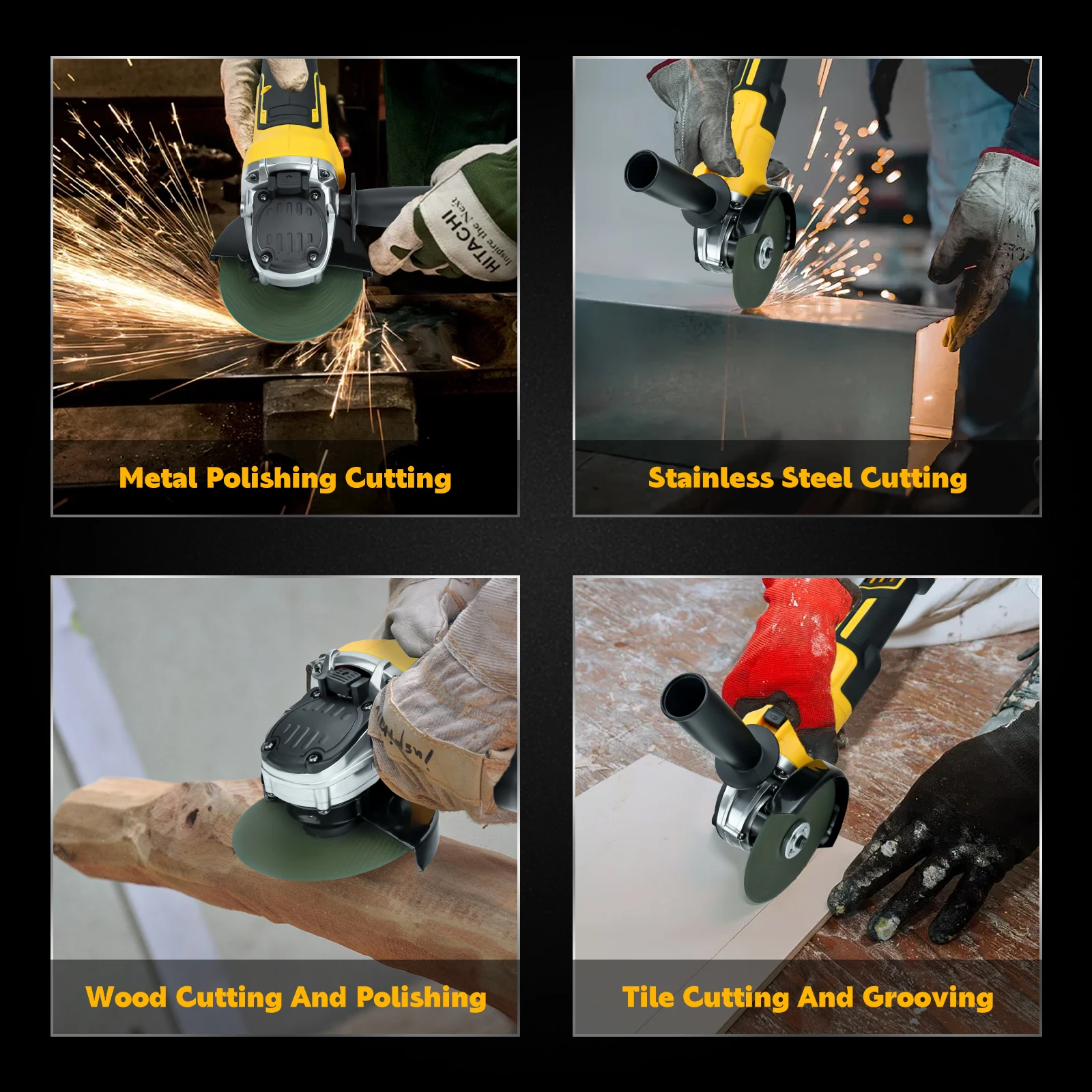 Imagem -06 - Brushless Angle Grinder para Dewalt Velocidades sem Fio Elétrico Corte Polimento Ferramentas para Trabalhar Madeira Bateria 20v sem Bateria 125 mm