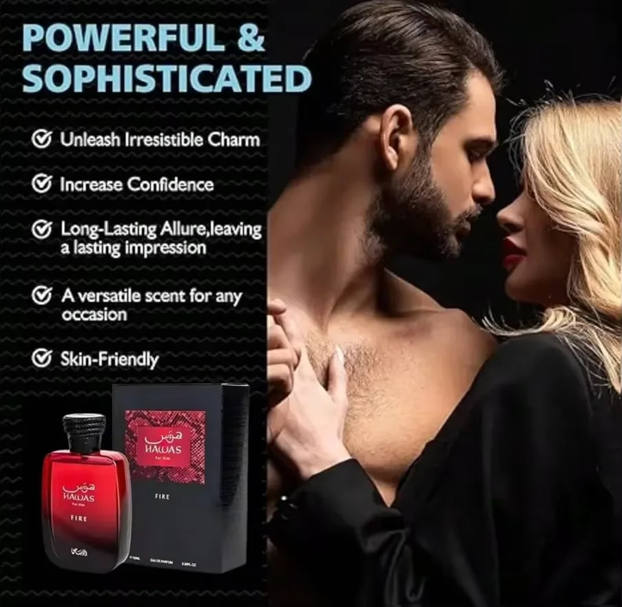 Men's 100ml Fragrance - Bold Long Lasting Arabian Scent Fiery Essence Perfume for Men